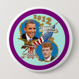 Macaron Rond 10 Cm Queue 2012 de manteau d'Obama Kennedy