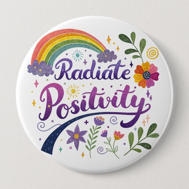 Macaron Rond 10 Cm "Radiate Postivity" Button (Devant)