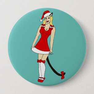 Macaron Rond 10 Cm Red Christmas catgirl