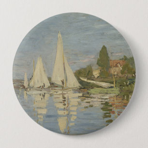 Macaron Rond 10 Cm Régates à Argenteuil, peinture à l'huile, Claude M