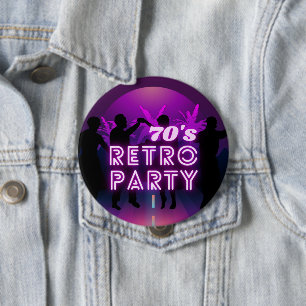 Macaron Rond 10 Cm Retro 80 s Disco Dance Party Neon Purple Funky