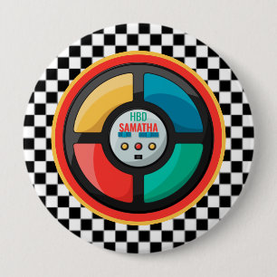 Macaron Rond 10 Cm Retro Party des années 80 cool   Nostalgique color