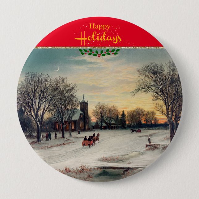 Macaron Rond 10 Cm Réveillon de Noël (Devant)