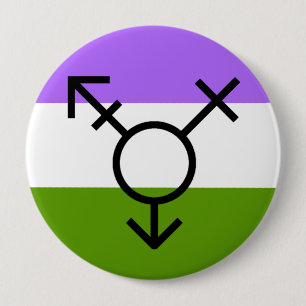 Macaron Rond 10 Cm Révolution LGBTQA Genderqueer de genre Non-Binaire