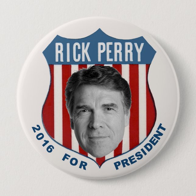 Macaron Rond 10 Cm Rick Perry pour le président en 2016 (Devant)