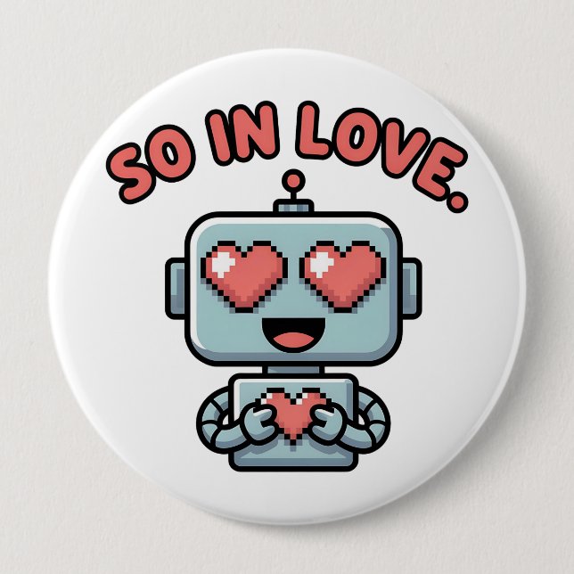 Macaron Rond 10 Cm Robot Love, (Devant)