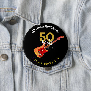 Macaron Rond 10 Cm Rock and Roll 50e fête d'anniversaire