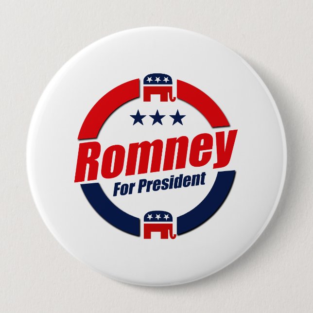 Macaron Rond 10 Cm ROMNEY POUR LE PRÉSIDENT (Républicain) (Devant)
