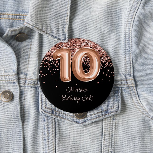 Macaron Rond 10 Cm Rose Gold Black 10th Birthday Party (En situation)