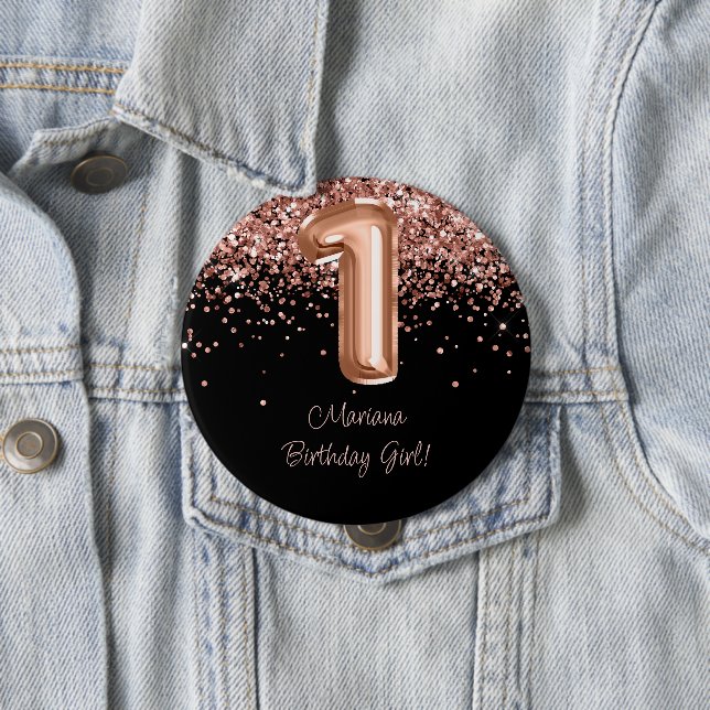 Macaron Rond 10 Cm Rose Gold Black 1er anniversaire (En situation)