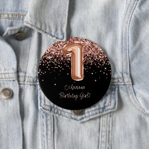 Macaron Rond 10 Cm Rose Gold Black 1er anniversaire