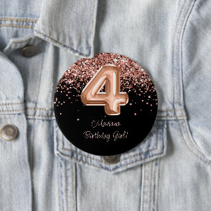Macaron Rond 10 Cm Rose Gold Black 4th Birthday Party