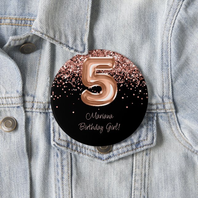 Macaron Rond 10 Cm Rose Gold Black 5e anniversaire fête (En situation)