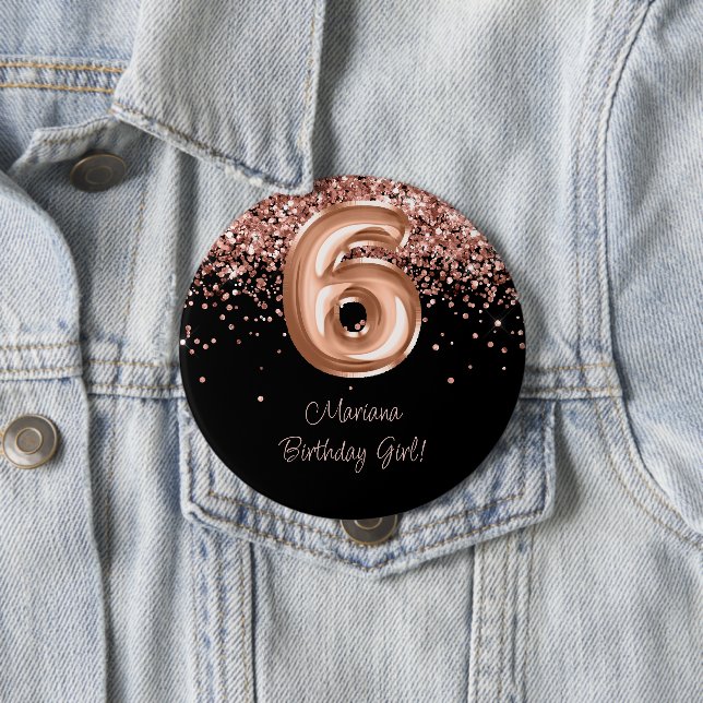 Macaron Rond 10 Cm Rose Gold Black 6e fête d'anniversaire (En situation)