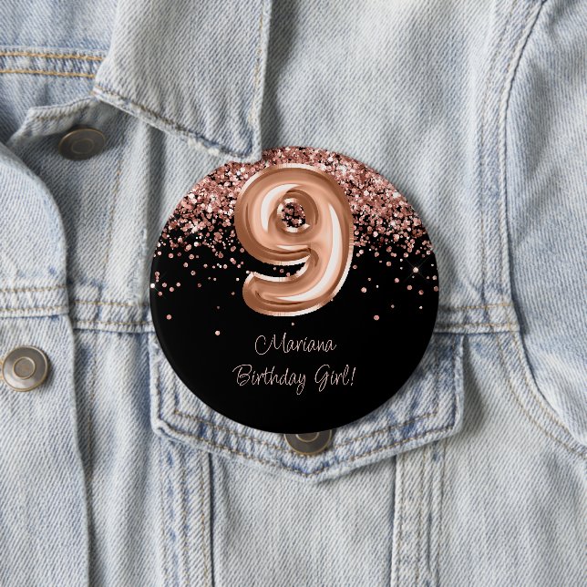 Macaron Rond 10 Cm Rose Gold Black 9e fête d'anniversaire (En situation)
