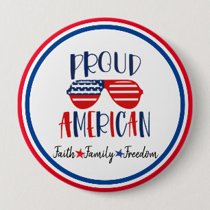Macaron Rond 10 Cm Rouge Bleu Fier Patriotique Américain