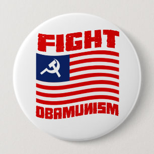 Macaron Rond 10 Cm Rouge d'Obamunism de combat
