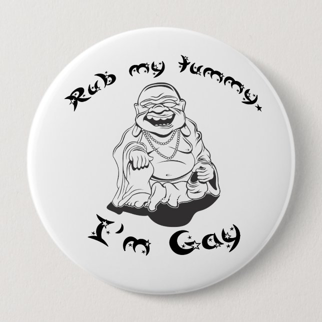 MACARON ROND 10 CM RUB MY TUMMY - IM GAY (Devant)