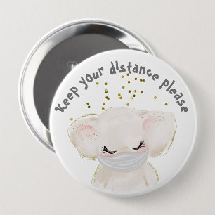 Macaron Rond 10 Cm Sécurité Elephant Enfant Corona Distances sociales