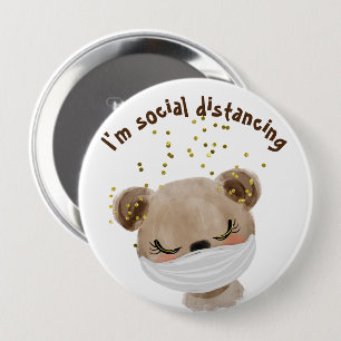 Macaron Rond 10 Cm Sécurité Ours Coronavirus enfant Distances sociale