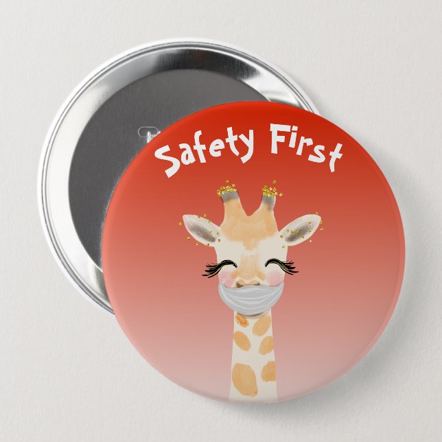 Macaron Rond 10 Cm Sécurité première girafe animal mite (Devant & derrière)