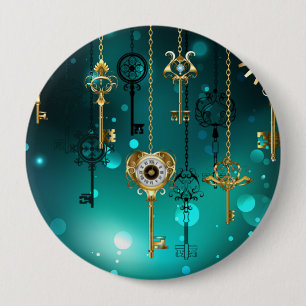 Macaron Rond 10 Cm Skeleton Keys on Green Background