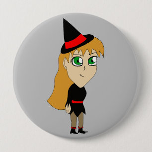 Macaron Rond 10 Cm sorcière chibi