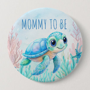 Macaron Rond 10 Cm Sous la tortue de mer aqua bleu maman à être