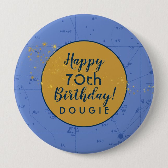 Macaron Rond 10 Cm Stargazer Periwinkle Bleu Personnalisé Anniversair (Devant)