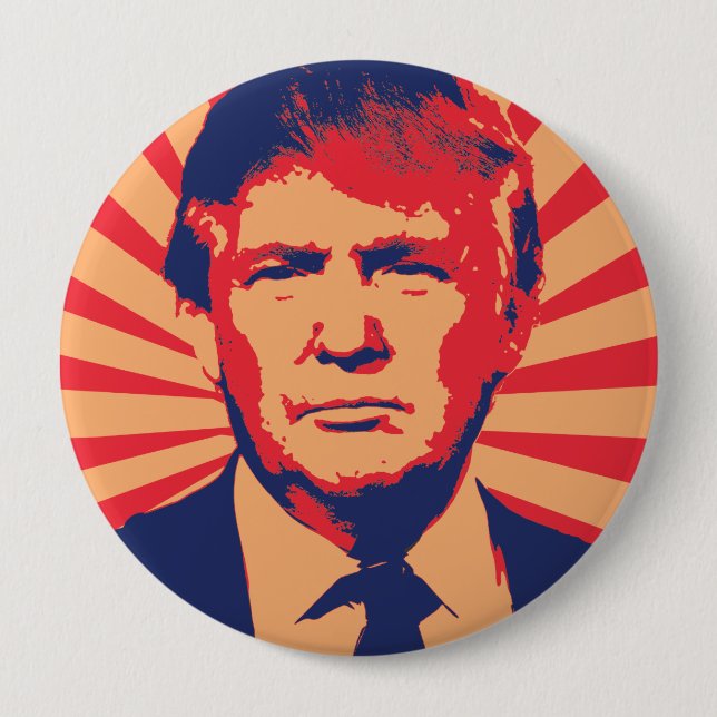 Macaron Rond 10 Cm Style de propagande de Donald Trump (Devant)