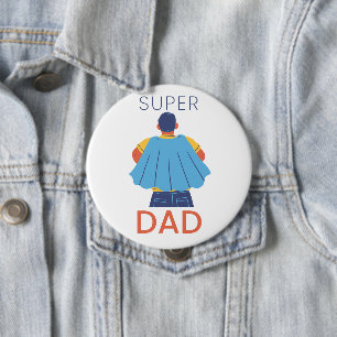 Macaron Rond 10 Cm Super Papa Cape de Super-héros Épinglette