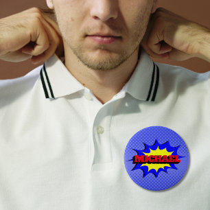 Macaron Rond 10 Cm Superhero Kids Comic Book Nom personnalisé
