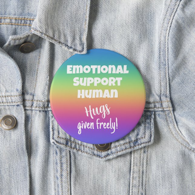Macaron Rond 10 Cm Support émotionnel Hugs humains Rainbow Button Arc (En situation)