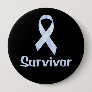 Macaron Rond 10 Cm Survivant de Cancer bleu-clair