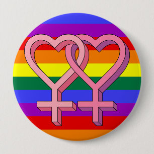 Macaron Rond 10 Cm Symbole lesbien PInk Bouton d'égalité LGBT