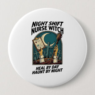 Macaron Rond 10 Cm T-shirt rétro Halloween sorcière infirmière de nui