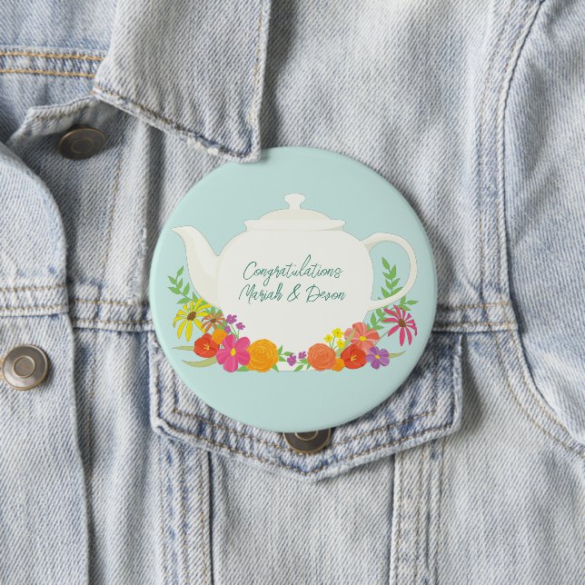 Macaron Rond 10 Cm Tea Party Baby shower Teapot Spring Floral (En situation)