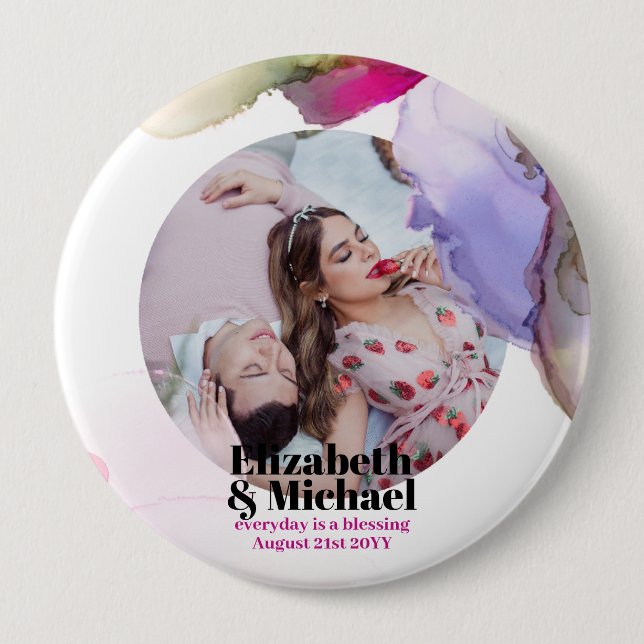 Macaron Rond 10 Cm Tendance Aquarelle photo cadeau Moody (Devant)