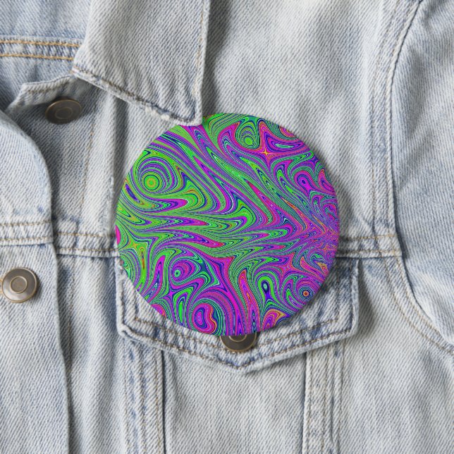 Macaron Rond 10 Cm textures psychodeliques (En situation)