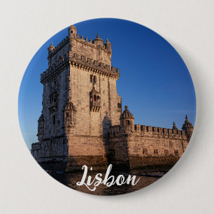 Macaron Rond 10 Cm Tour Belem au coucher du soleil à Lisbonne, Portug