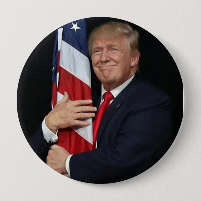 Macaron Rond 10 Cm Trump 2020 Accroche Le Drapeau (Devant)
