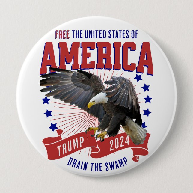 Macaron Rond 10 Cm Trump MAGA Eagle Freedom (Devant)