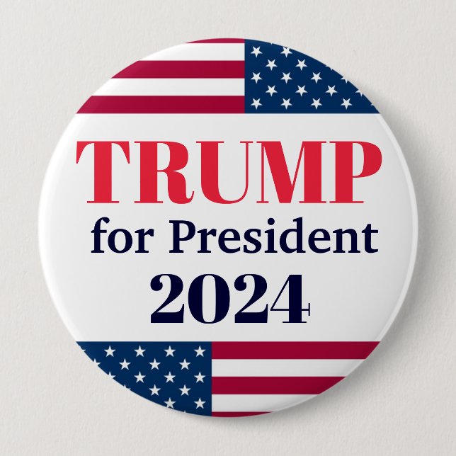 Macaron Rond 10 Cm TRUMP pour président 2024-American Flag Button (Devant)