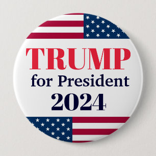 Macaron Rond 10 Cm TRUMP pour président 2024-American Flag Button