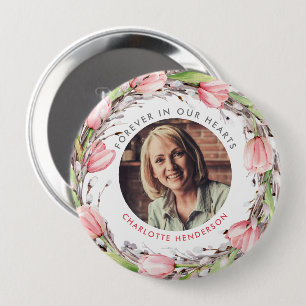 Macaron Rond 10 Cm Tulipes aquarelles roses à jamais dans nos cœurs P