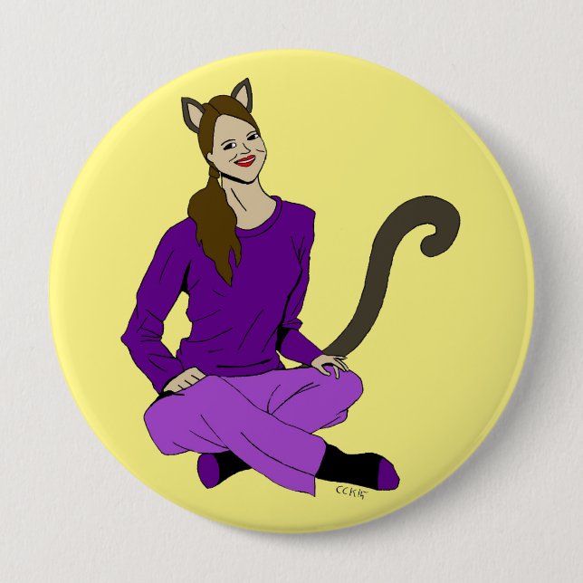 Macaron Rond 10 Cm un catgirl (Devant)