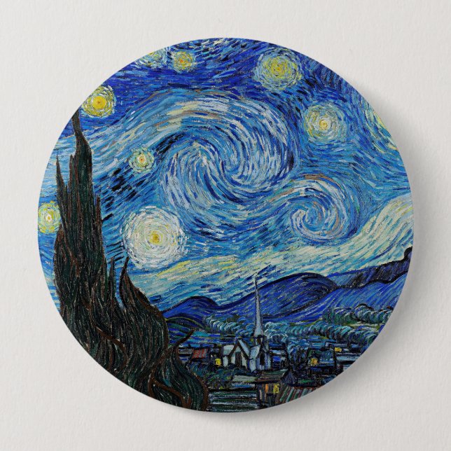 Macaron Rond 10 Cm Vincent van Gogh, Starry Night (Devant)