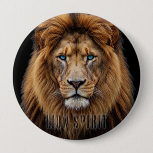 Macaron Rond 10 Cm Visage de Lion Majestueux aux Yeux Bleus   Faune A