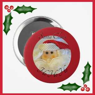 Macaron Rond 10 Cm Visage de Père Noël Ho Ho Ho avec nom rouge Noël