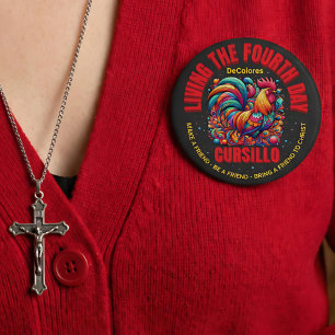 Macaron Rond 10 Cm Vivre le quatrième jour Cursillo DeColores Coq